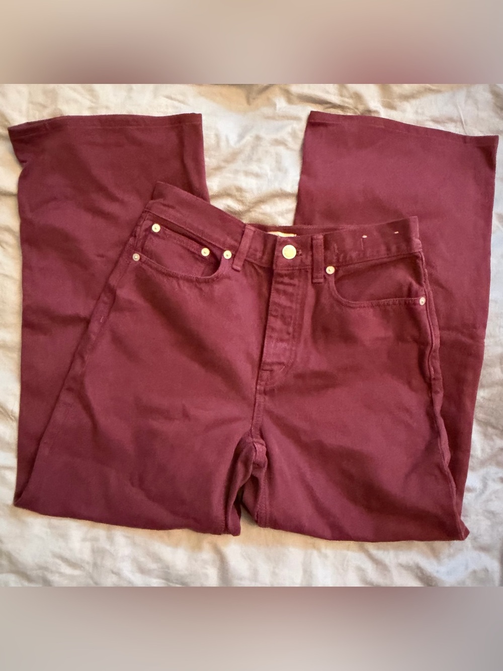 Madewell Low-Slung Baggy Jeans Burgundy Maroon Red 24